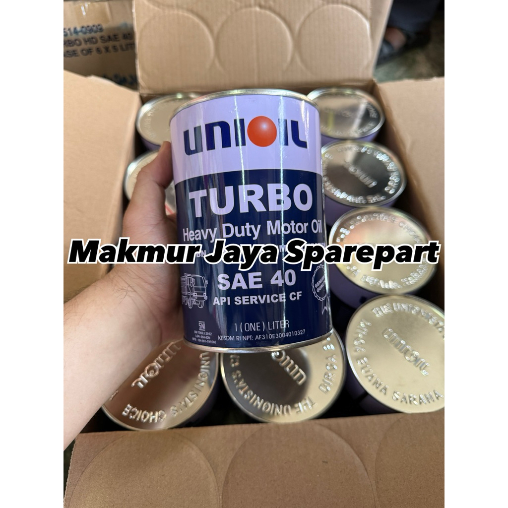 OLI UNIOIL TURBO KEMASAN 1 LITER ORIGINAL HEAVY DUTY MOTOR OIL SAE40 API SERVICE CF UNION