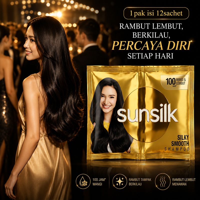 Shampo Sunsilk Silky Smooth Rambut Sehat Kuat Hitam Berkilau Lembut Seperti Sutra Kemasan Sachet 1 P