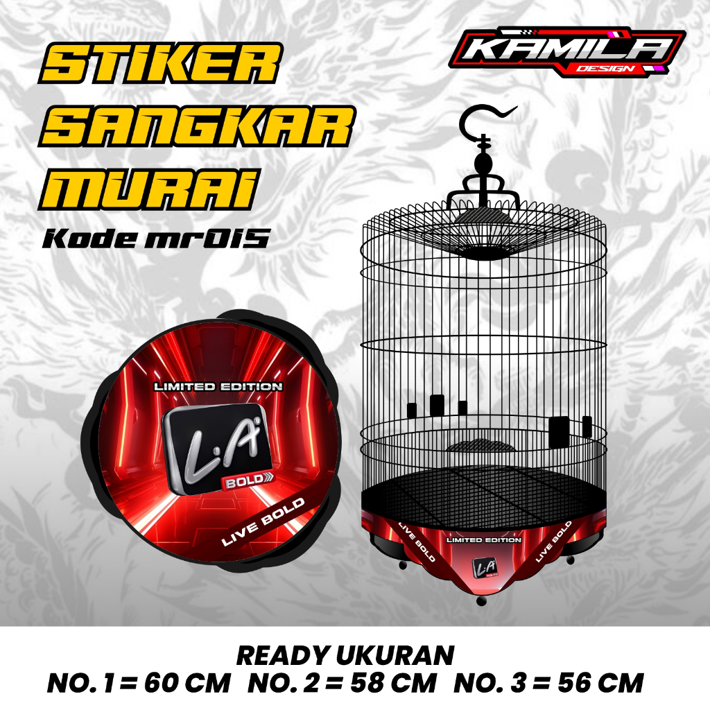 Stiker Decal Sangkar Burung Murai Model Terbaru Motif LA BOLD