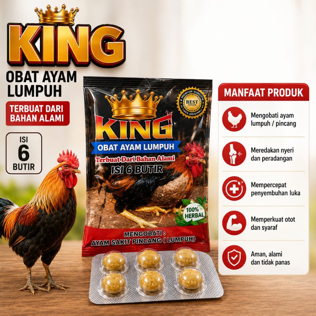 KING Obat Ayam Lumpuh Herbal Isi 6 Butir | Obat Ayam Pincang Sakit Kaki Lemah Berdiri Ayam Kampung B