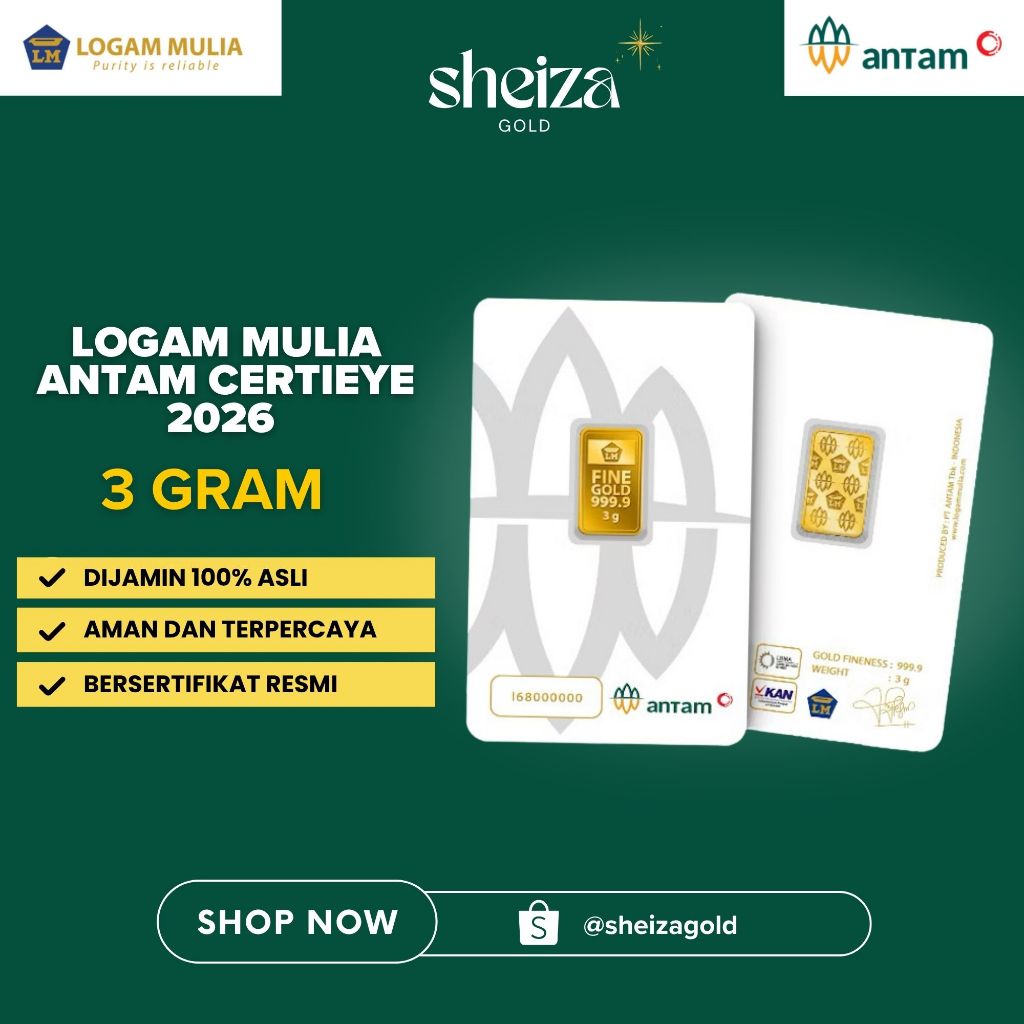 ANTAM LOGAM MULIA 2026 3 GRAM 3GR LM CERTICARD EMAS BATANGAN