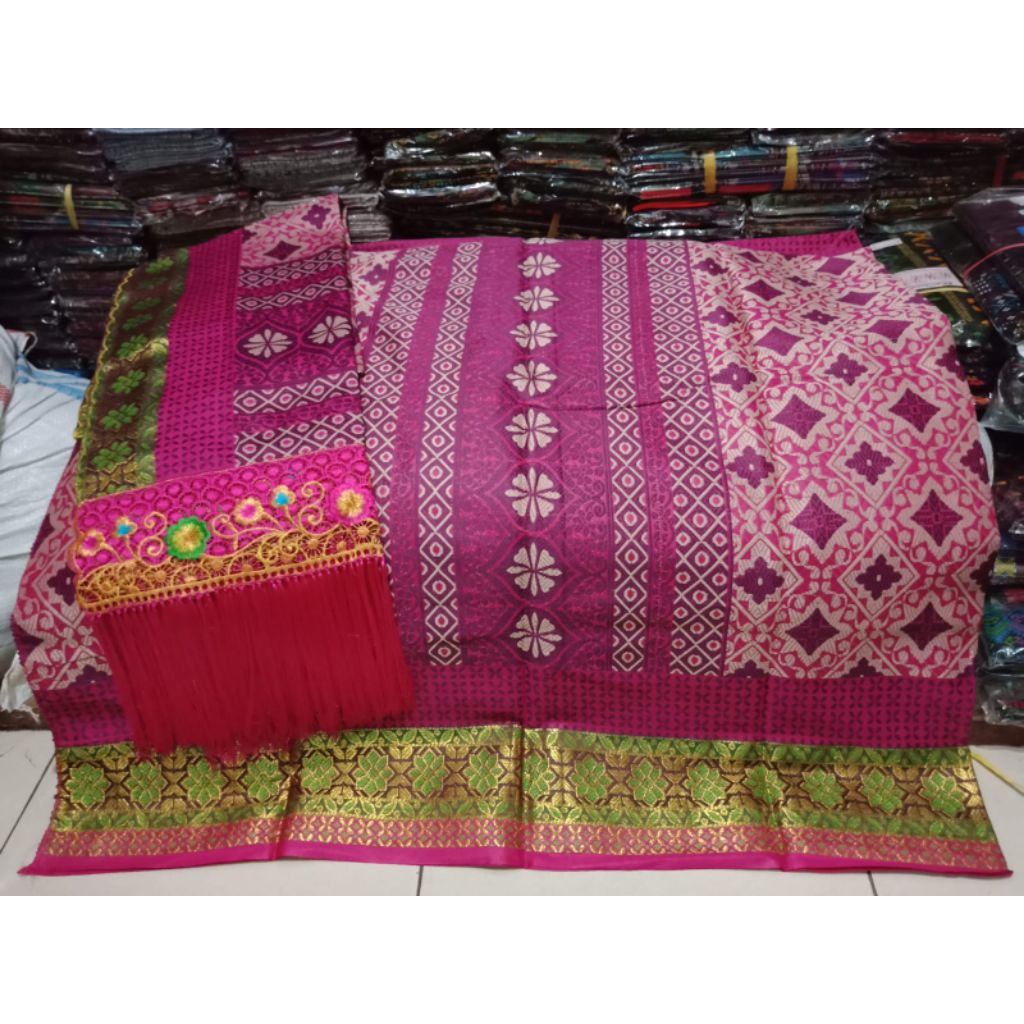 songket Palembang pulir pink