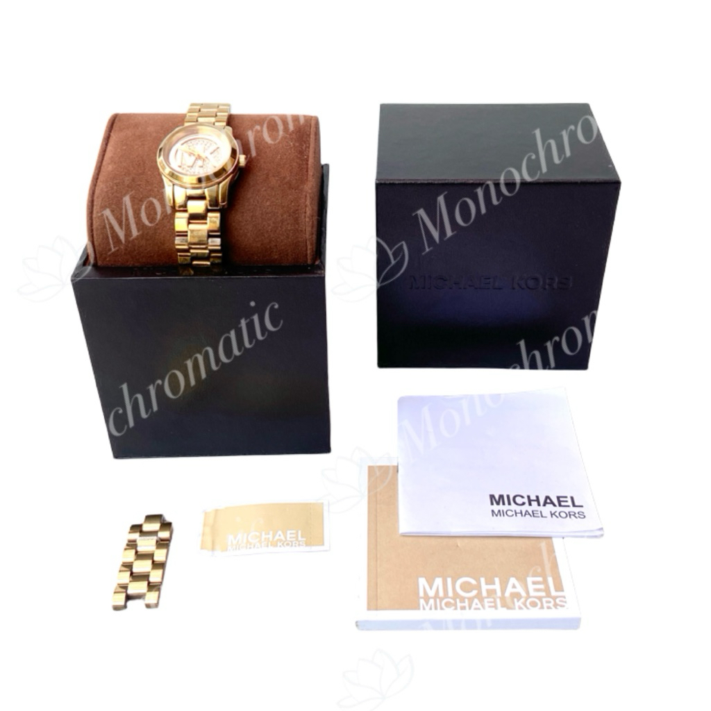 Authentic Original Preloved Michael Kors MK Petite Runway Gold Tone Stainless Steel Watch