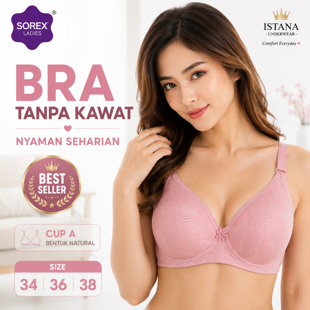 Bra wanita / bh sorex Cup A / bra tanpa kawat ukuran 34 s/d 38
