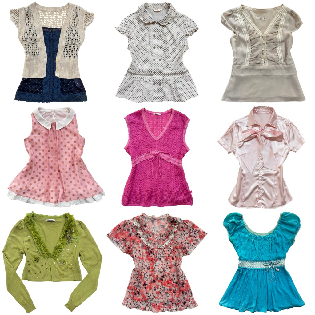 Batch 14 || Vintage 2000s Grunge Gothic Leopard Polkadot Milkmaid Coquette Morikei y2k Coquette Polk
