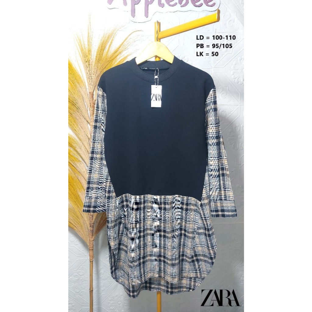 BLUS TUNIK KOMBI KATUN KNIT  BY ZARA LIKE NEW