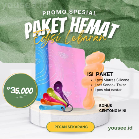 Paket Hemat Alat Dapur & Kue | Cetakan Nasi Bulat + Sendok Takar + Matras Silikon Anti Lengket