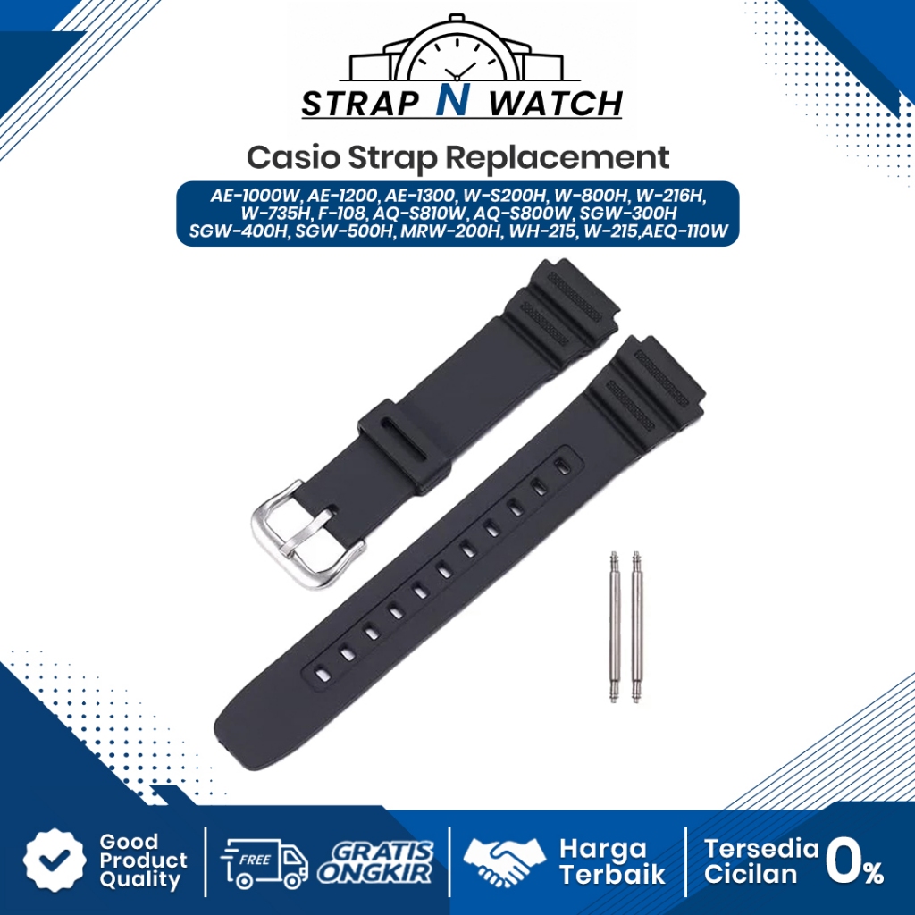 Tali Karet Rubber Strap Jam Tangan Casio AE-1000W AE1000W AE1000 AE-1200 AE1200 AE-1300 AE1300