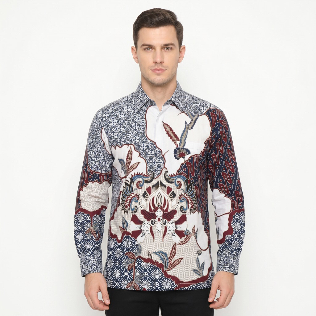 |Magnus| Kemeja Batik Pria Lengan Panjang Bahan Katun 40S Lapis Furring Arrow Warna Biru Toska