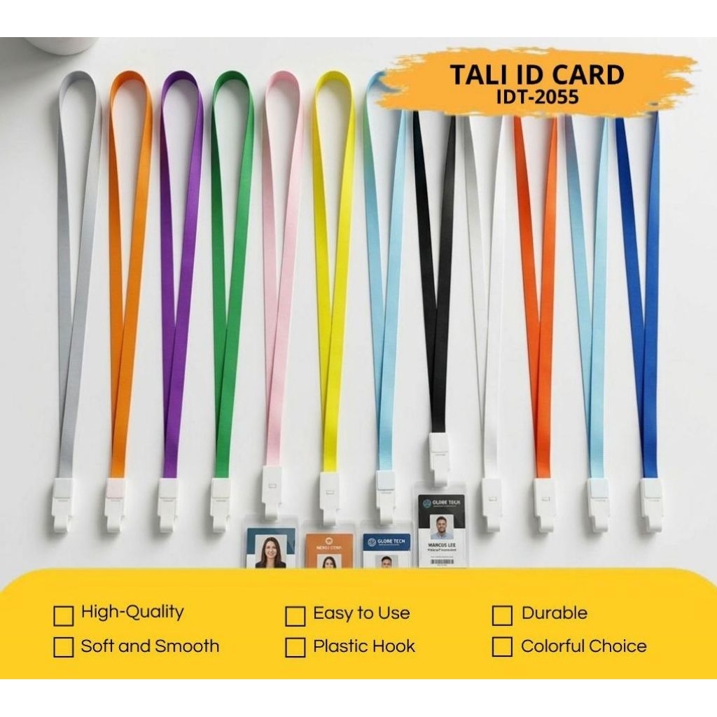 (BISA beli 1 pcs)Tali ID Card Klip Plastik / Gantungan Id Card / Tali Nylon ID Name Tag / Card Holde