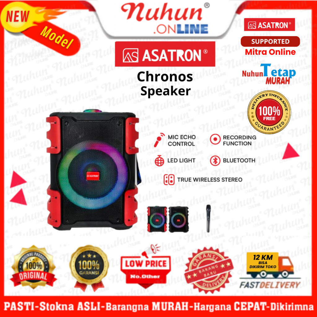 ASATRON Speaker Chronos 8Inch Portable Bluetooth / Karaoke
