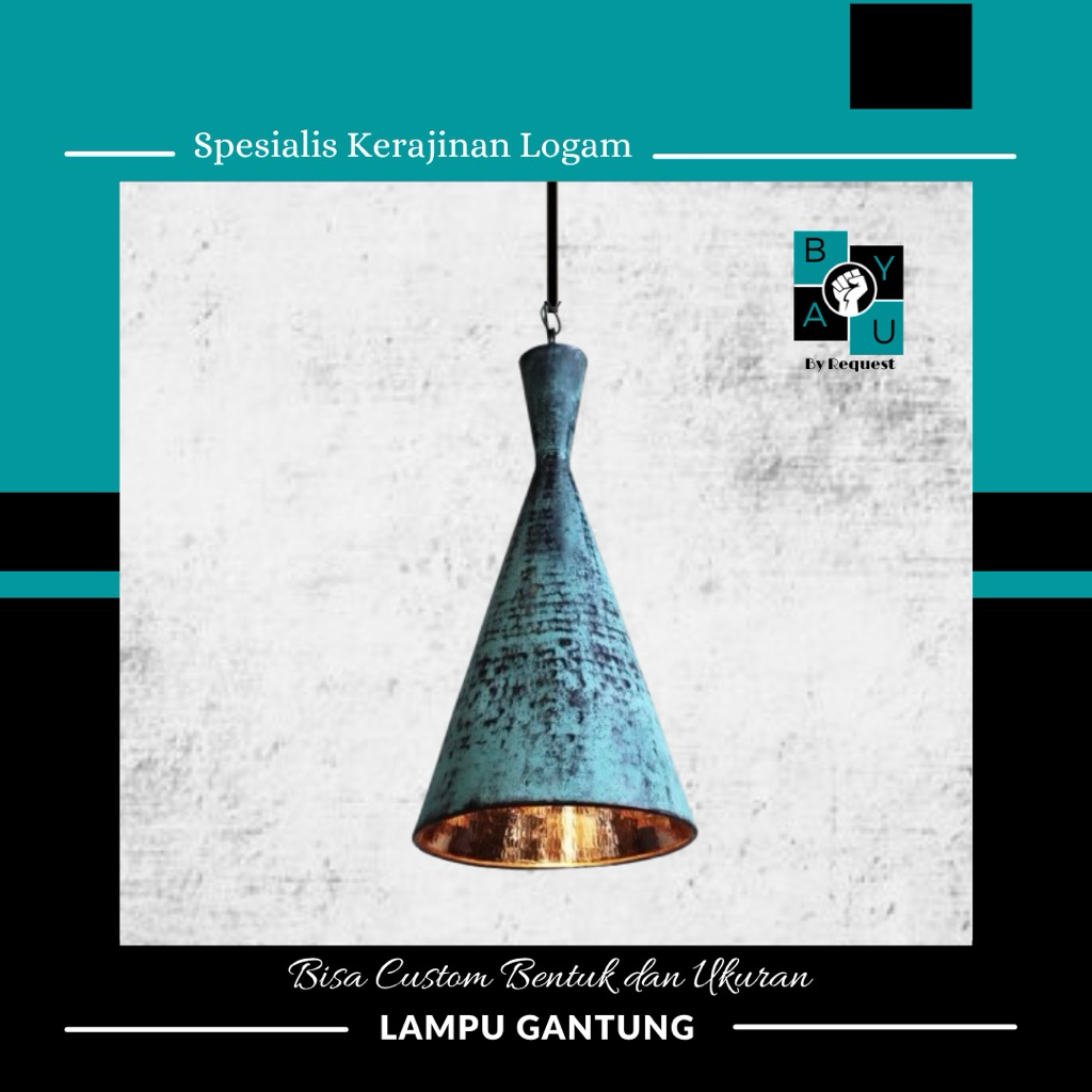 JUAL LAMPU TERAS, LAMPU GANTUNG BAHAN TEMBAGA MODERN