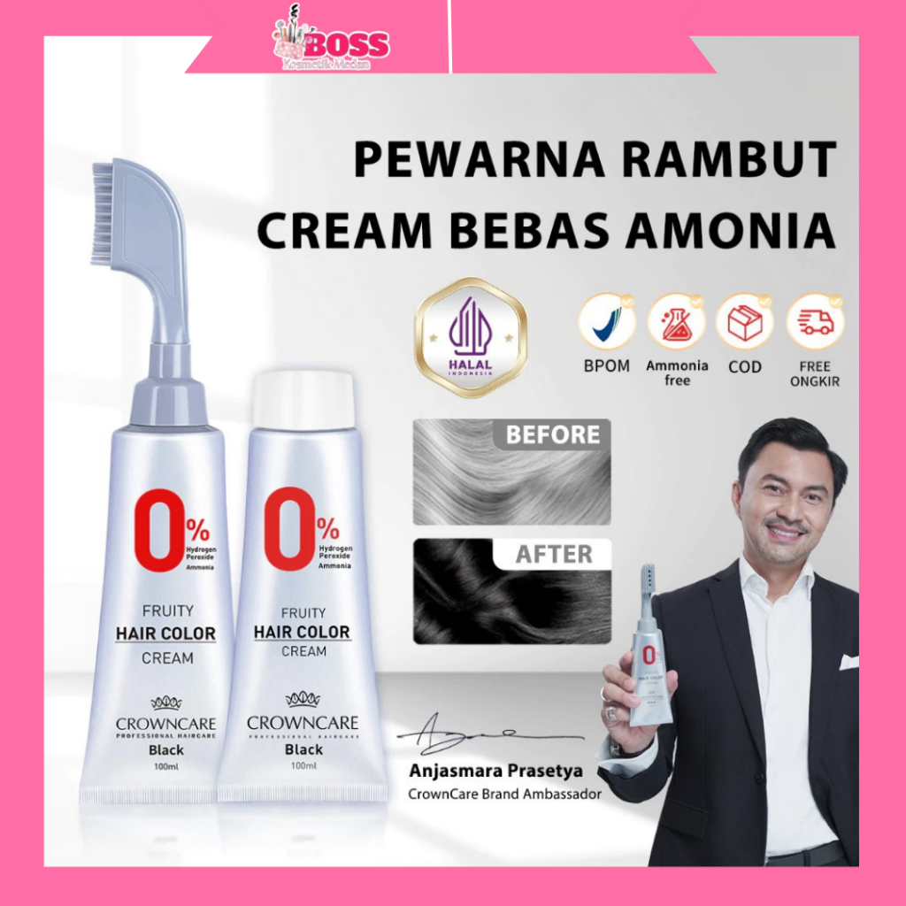 Crowncare Fruity Pewarna Rambut 100ml 0% Hydrogen Peroxide Ammonia