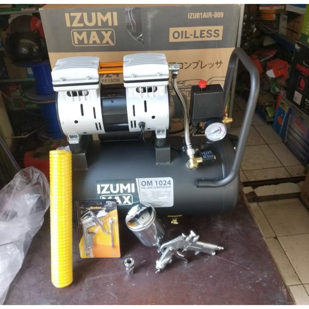 KOMPRESOR IZUMI MAX 0824ss 24liter 1hp paket cat / kompresor izumi max 0824ss paket cat