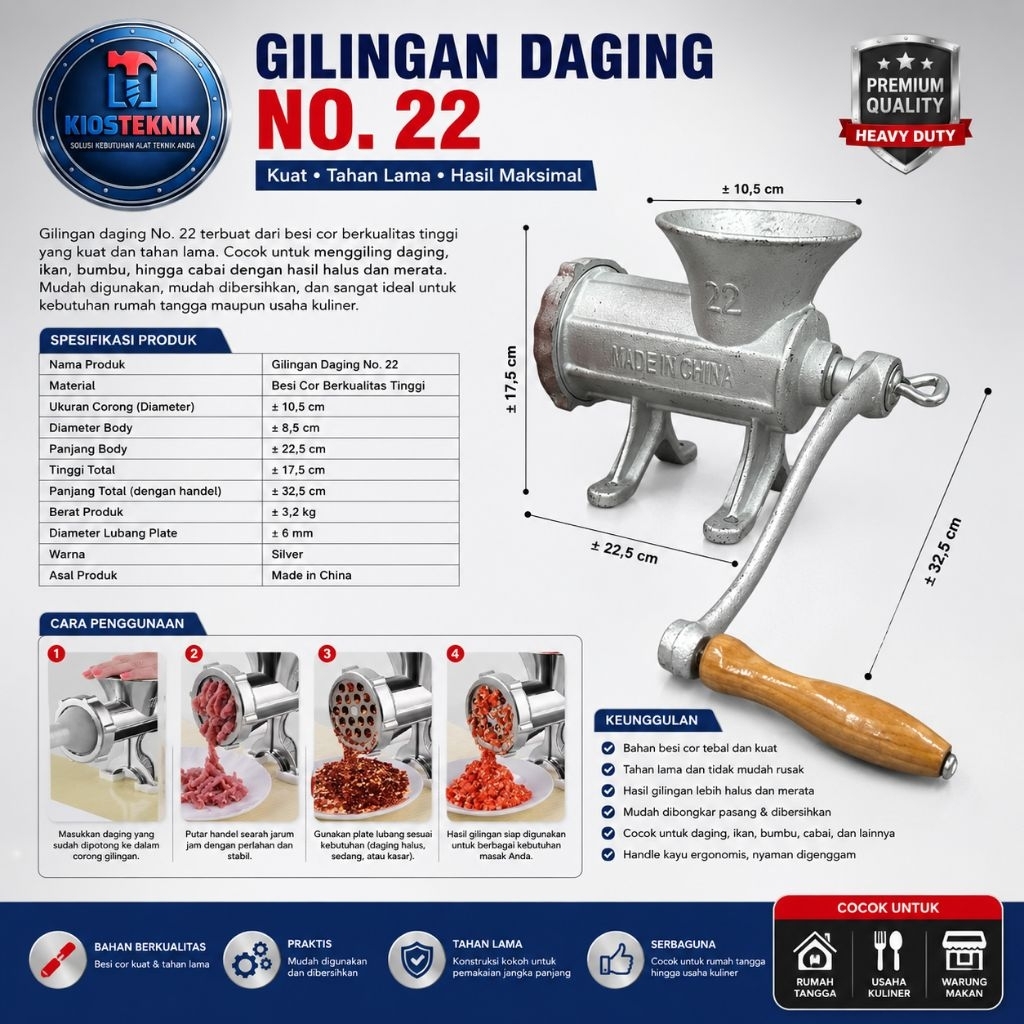 Gilingan Daging No 22 | Meat Mincer No 22