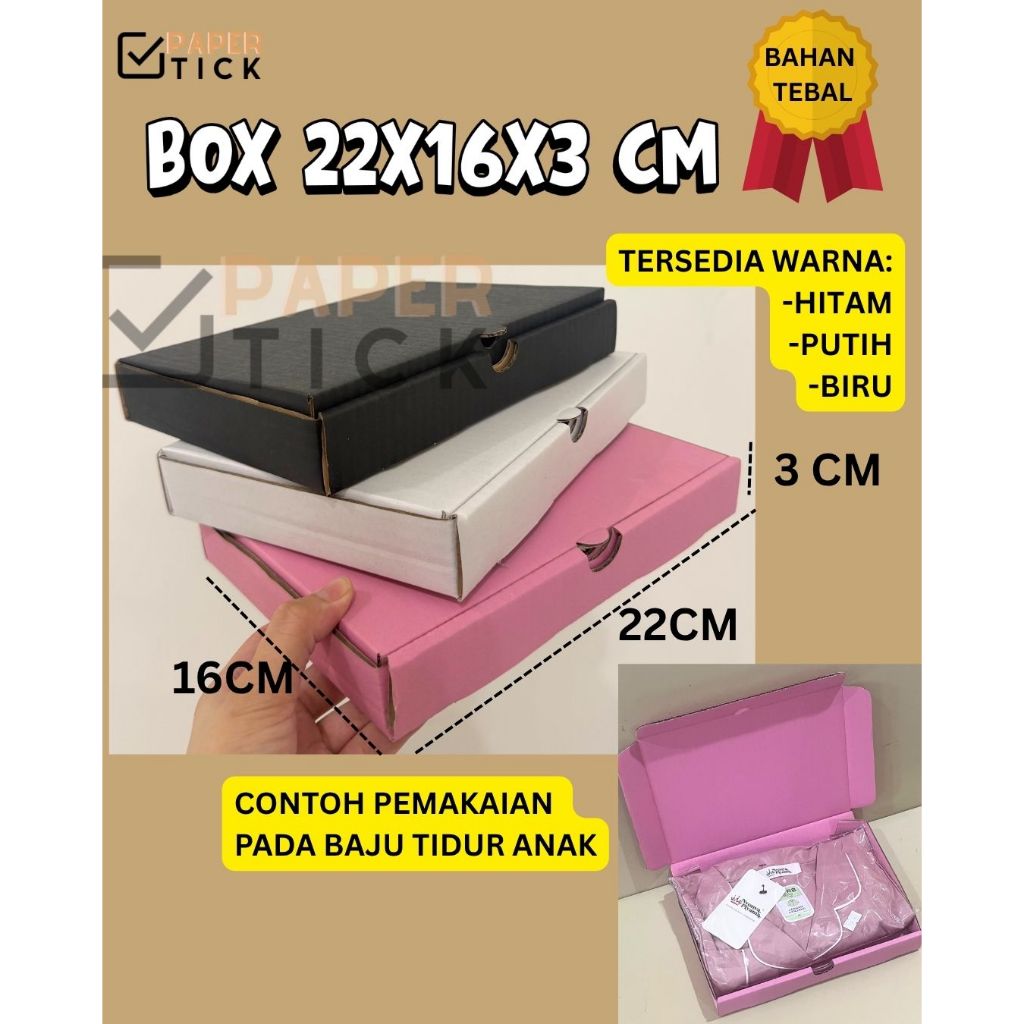 Box 22x16x3 cm / Box Lipat Depan Warna Pink Putih Hitam / Box Hampers / Karton Polos / Kemasan Kardu