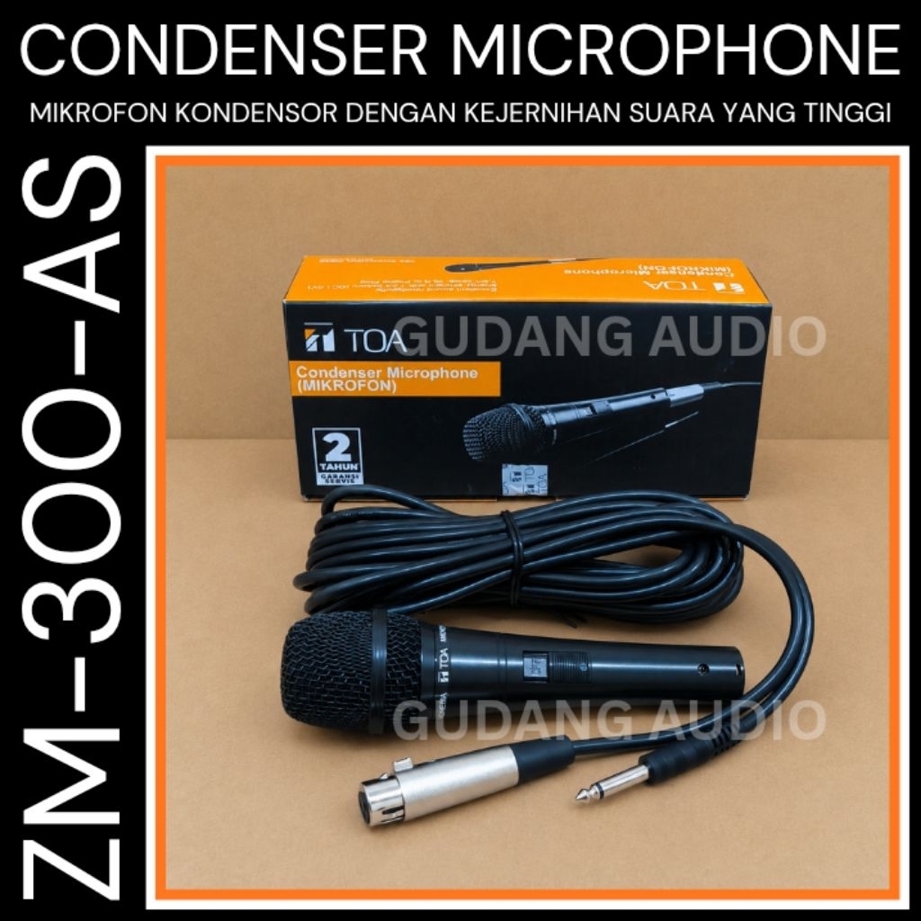 ZM-300 MICROPHONE CONDENSER TOA ZM-300 MIKROFON KONDENSOR ZM 300 MIC KABEL TOA ORIGINAL