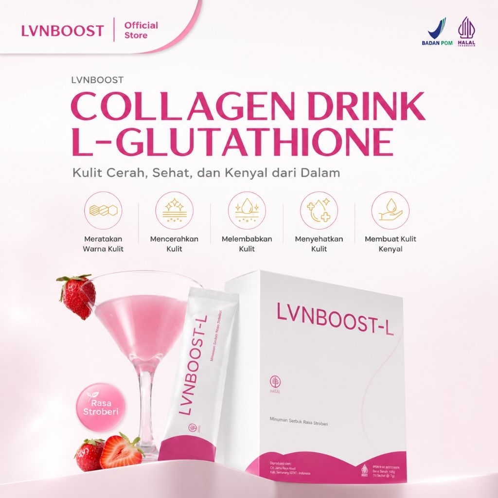 LVN Boost Collagen Drink Minuman Serbuk Kolagen L-Glutathione Nutrisi Kulit Sehat BPOM