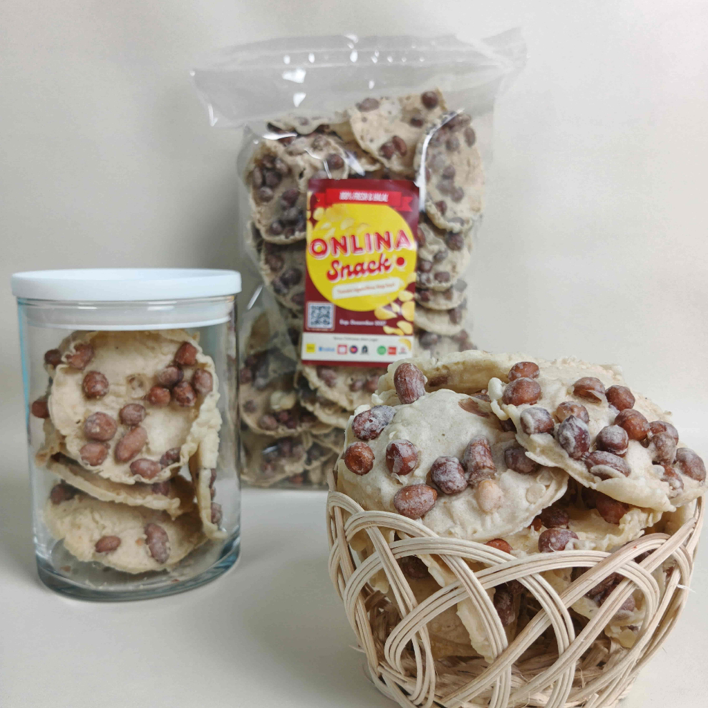 Camilan Tradisional Peyek Kacang Bulat | Rempeyek Kacang Gurih Renyah | Camilan Snack Kiloan ONLINA