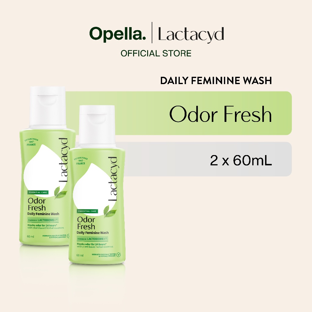 Lactacyd Odor Fresh Feminine Wash 2x60mL - Pembersih Kewanitaan untuk Bebas Bau Tak Sedap 24 Jam
