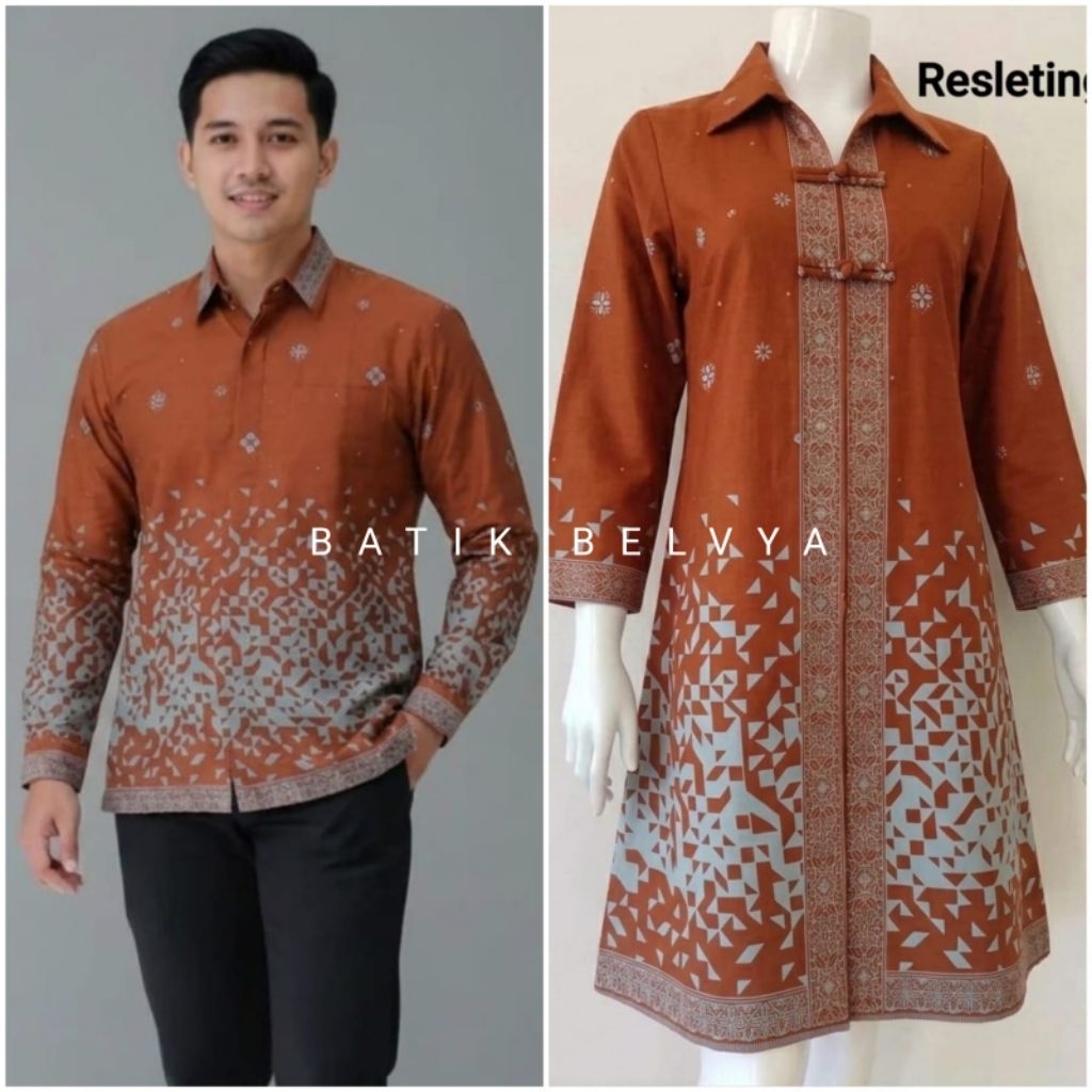 set couple batik motif rayya kuning / Batik sragen / batik solo / dress batik / tunik batik / kemeja