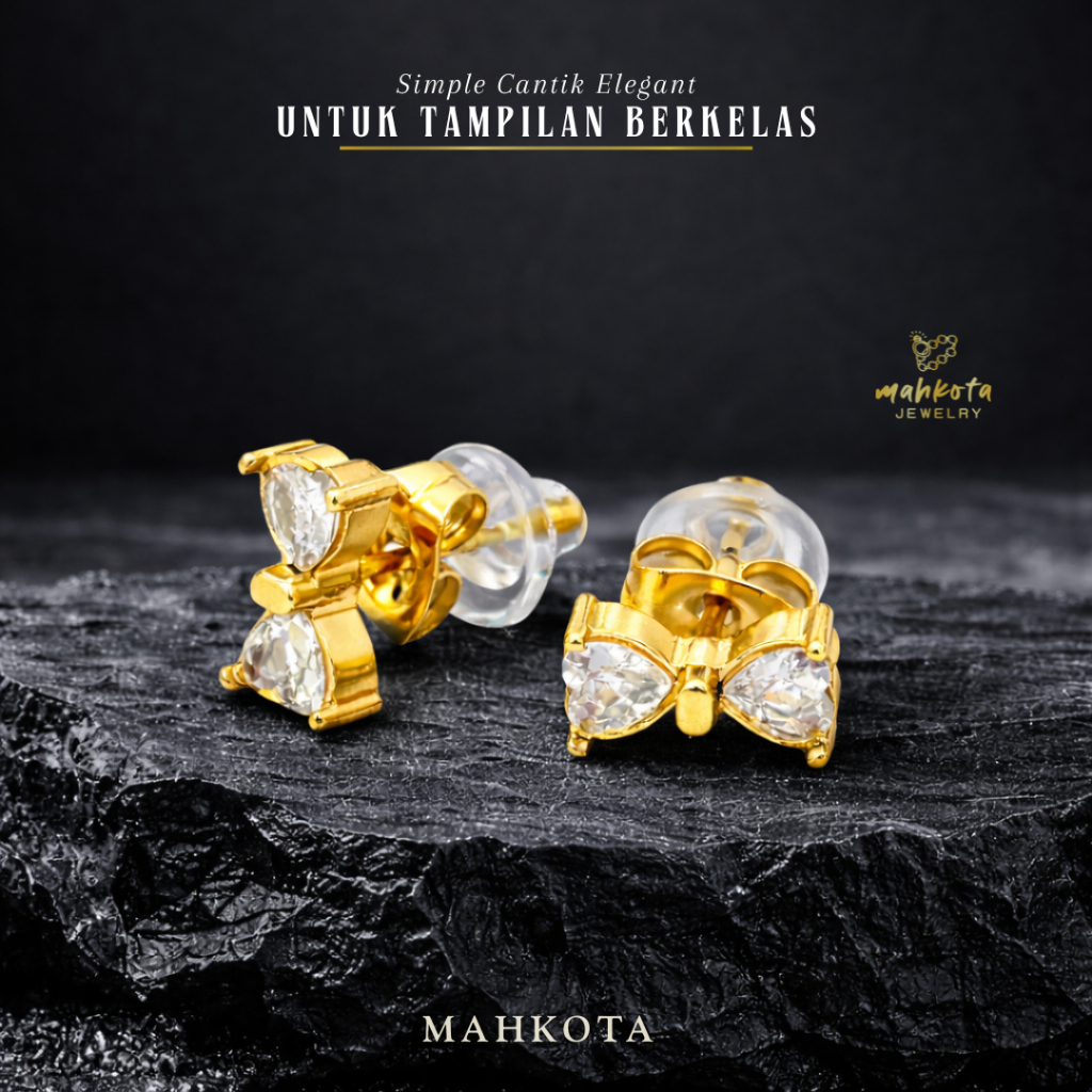 A162 Anting Titanium Premium Wanita lapis emas 18 KGP