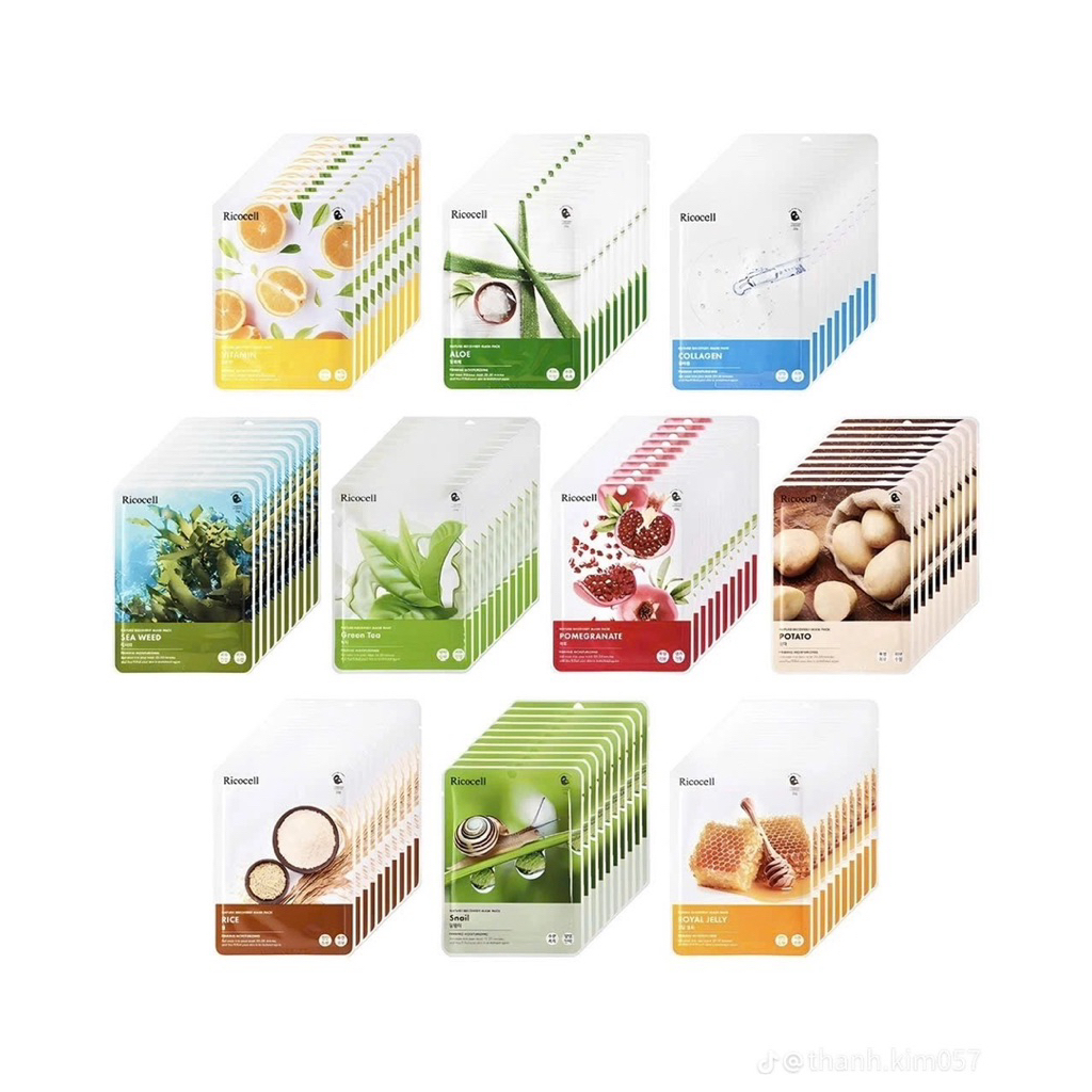 Ricocell Moistruizing face mask 12pcs Varian Korea ORIGINAL 100%
