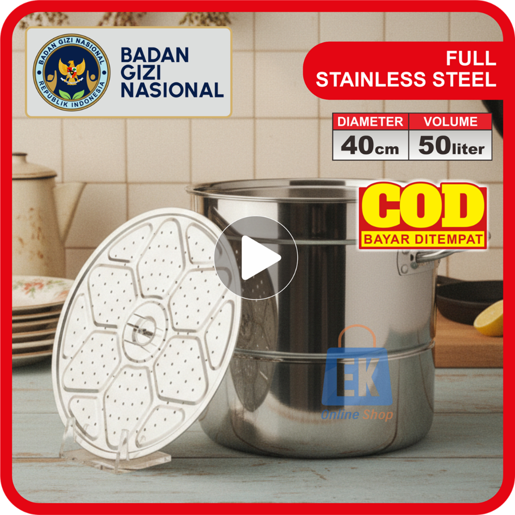 Panci Stainless 40cm - 50L | Dandang Stainless Steel | Panci Stainless Steel Tebal | Panci Jumbo