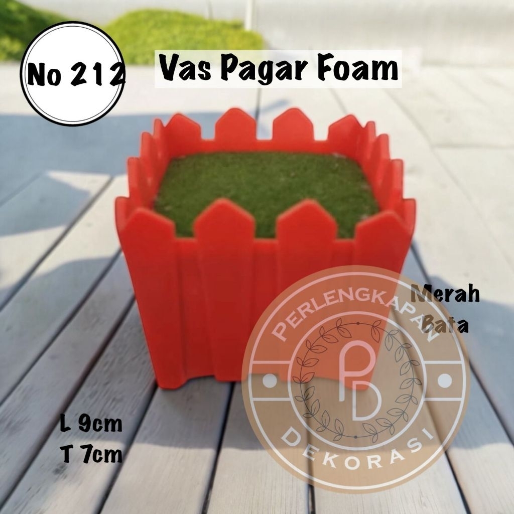 Dekorasi Pot Vas Bunga Pagar / Pot Pagar Foam Merah