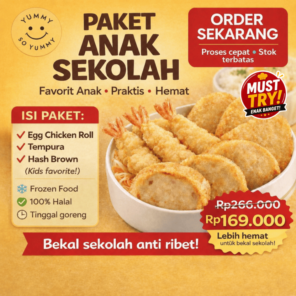 Paket Anak Sekolah | Egg Chicken Roll Tempura Hash Brown | Yummy so Yummy Frozen