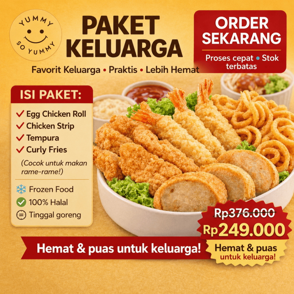 Paket Keluarga | Egg Chicken Roll Tempura Chicken Strip Curly Fries | Yummy so Yummy Frozen