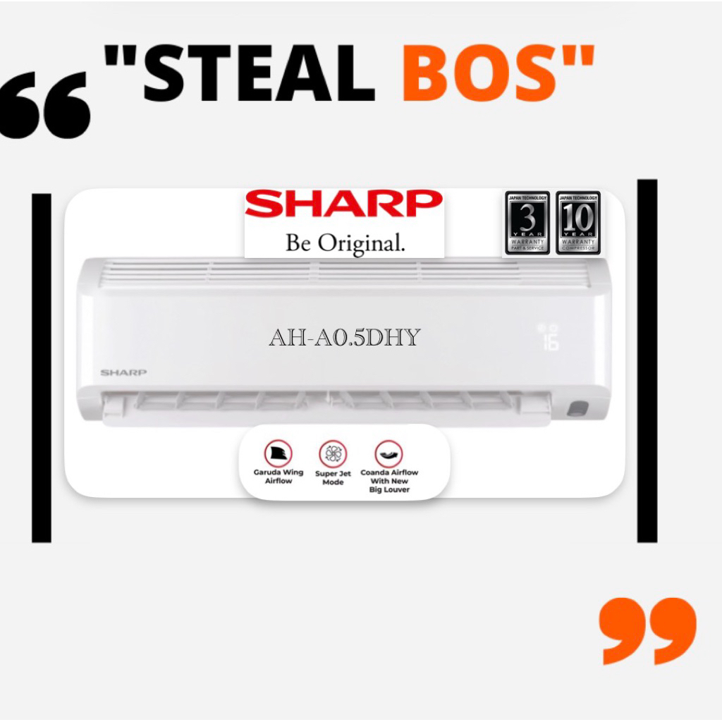 [INSTANT][TRADE IN] AC SHARP AH-A5DHY ac sharp 1/2 pk DHY ac sharp 0.5 pk low watt dan indikator led