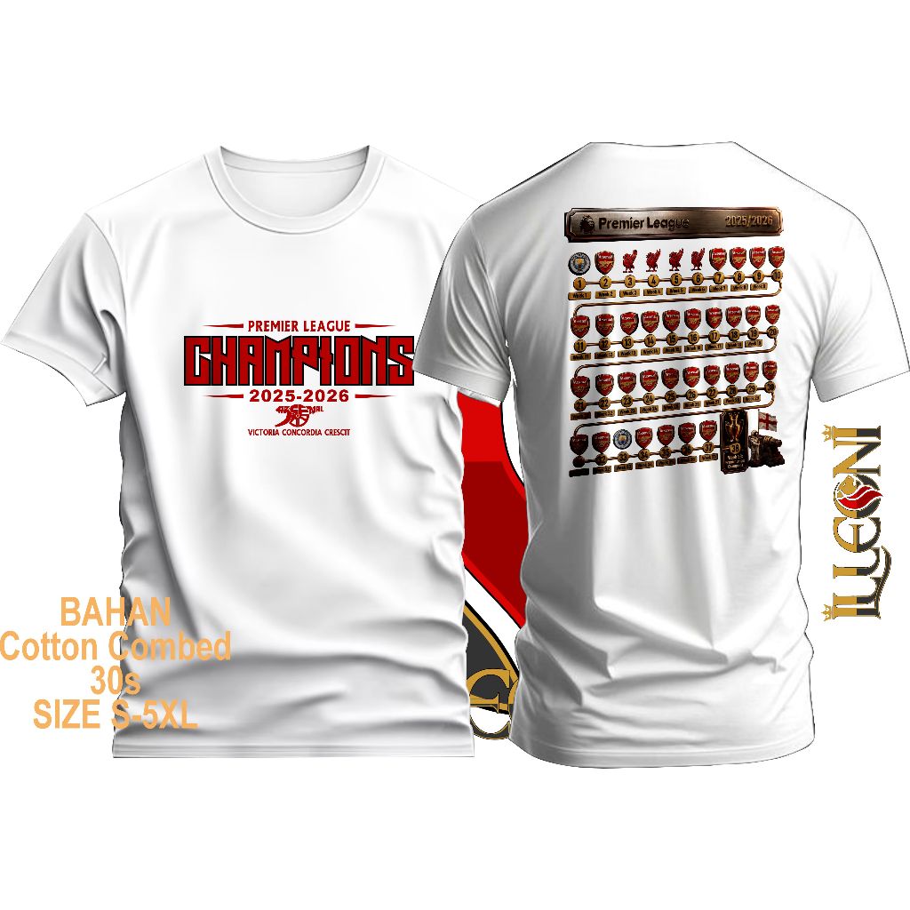 BIG SIZE (S-5XL) KAOS ARSENAL CHAMPIONS WEEKS HISTORY ARSENAL JUARA/ KAOS ARSENAL VICTORIA CORCODIA 