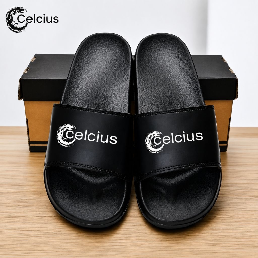 Sandal Slop Pria Wanita Celcius Eva/Sandal Slide Slop UPPER LOKE SISTEM/Sandal Distro Tanpa Lem...