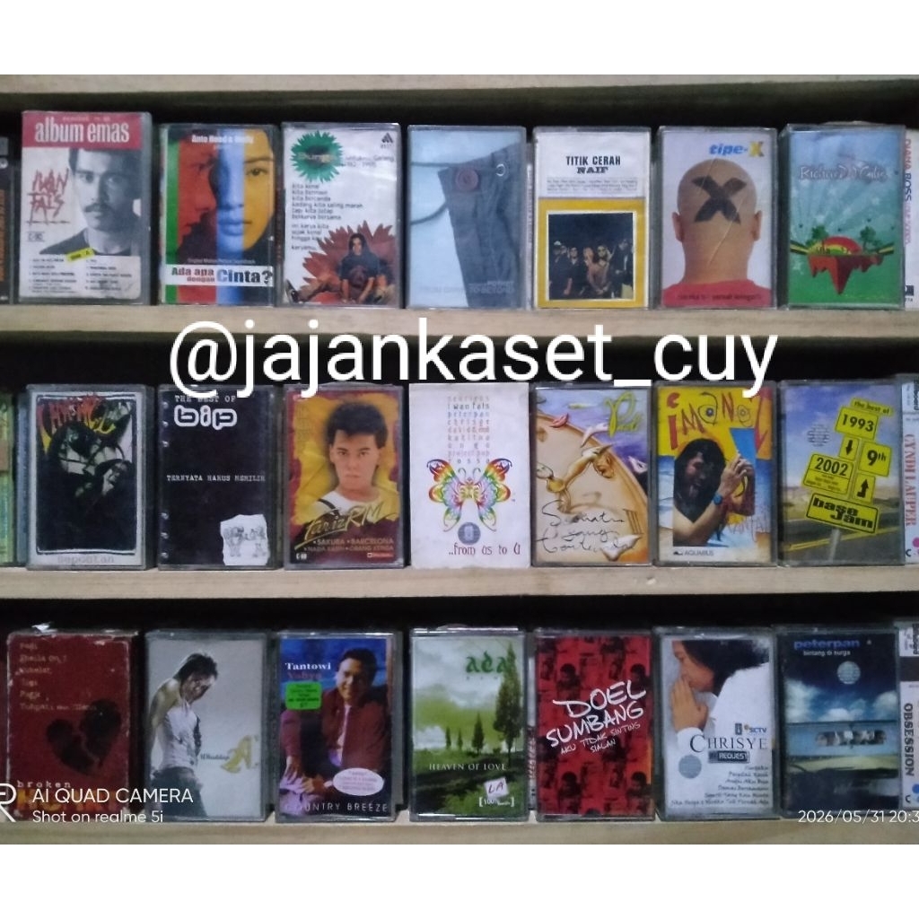 KASET PITA ORIGINAL NAIF IWAN FALS TIPE-X BIP PETERPAN IMANEZ FARIZ RM PADI UTOPIA LALUNA COKELAT GL