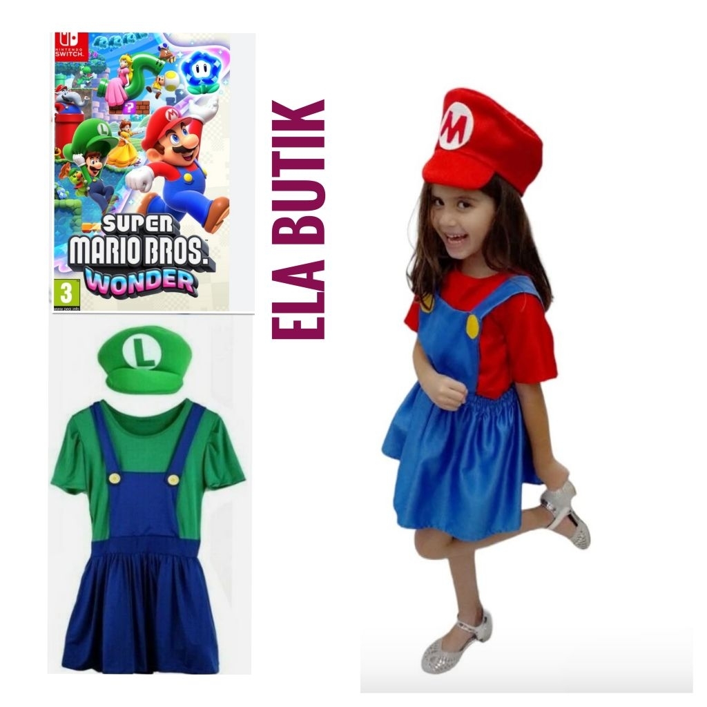 kostum mario- luigi- mario bros-super mario anak-kostum ulang tahun-luigi-halloween