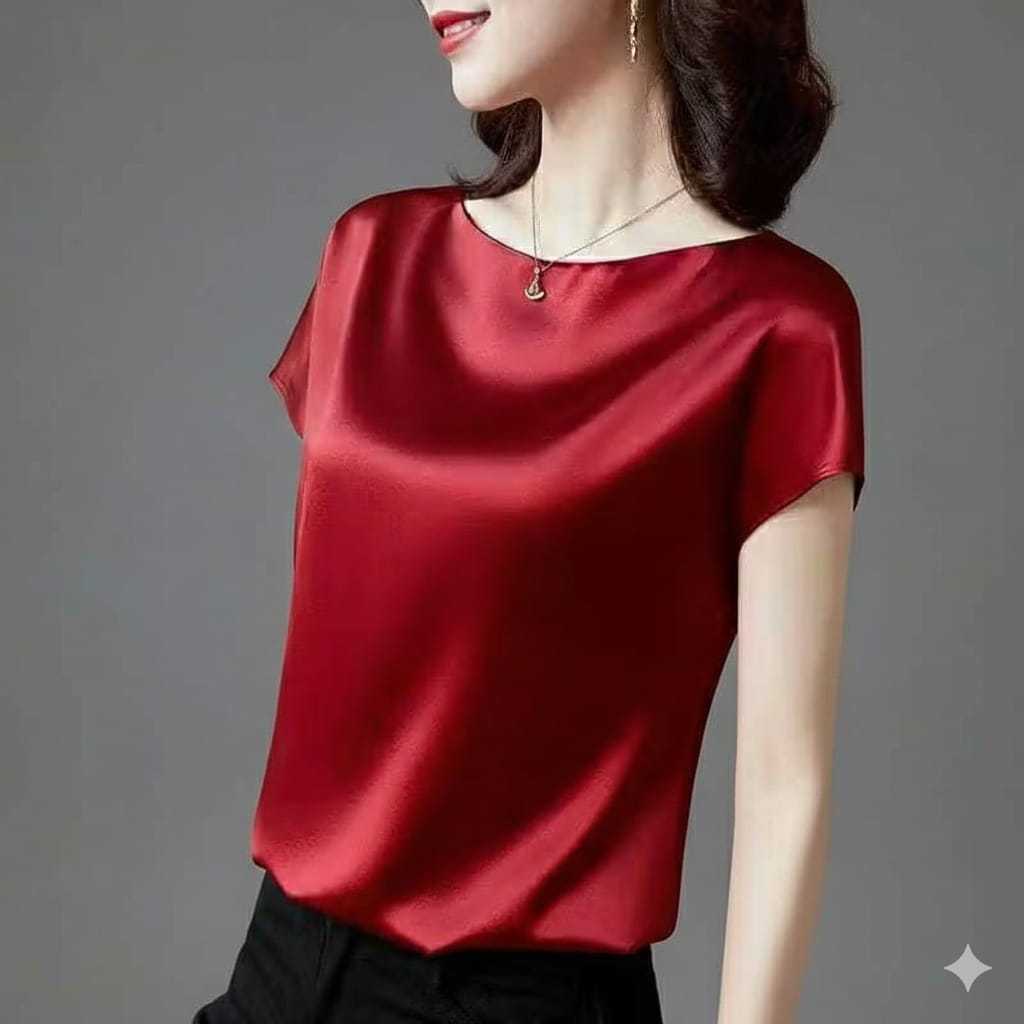 atasan satin blouse satin satin top batwing satin kemeja satin