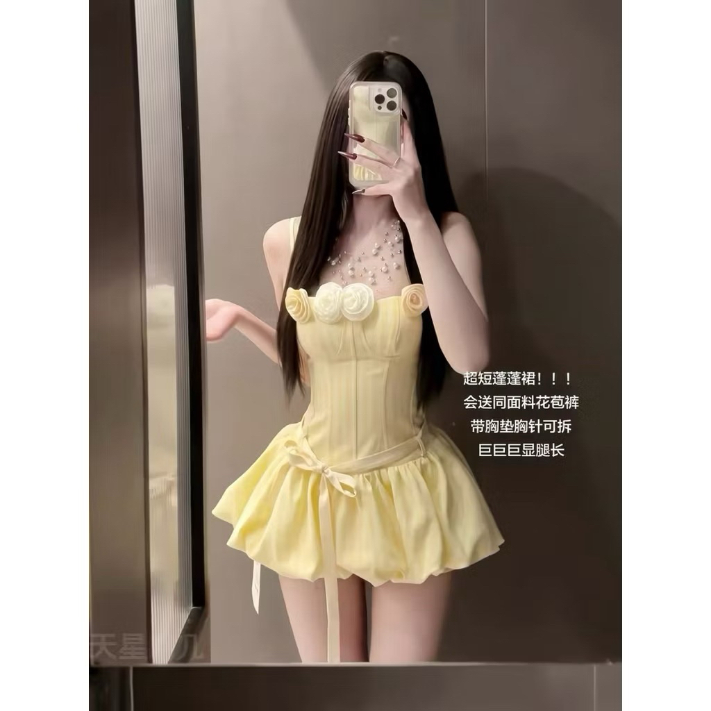 DRESS KEMBEN BUNGA IMPORT BANGKOK / MINI DRESS PESTA