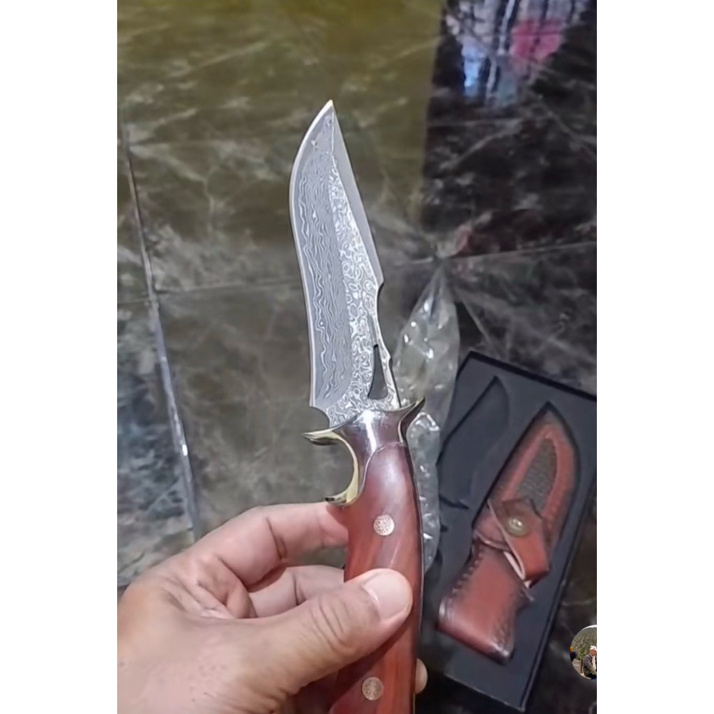 pisau outdoor bushcraft Damascus camping knife FBD002