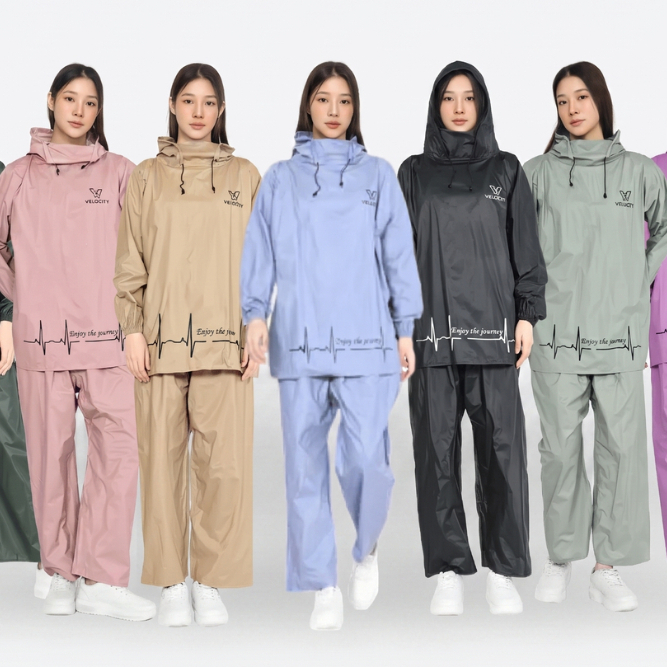 Velocity Jas Hujan Hoodie Unisex Setelan Celana Anti Rembes Pria Wanita Dewasa Tebal By Gravity JAS 