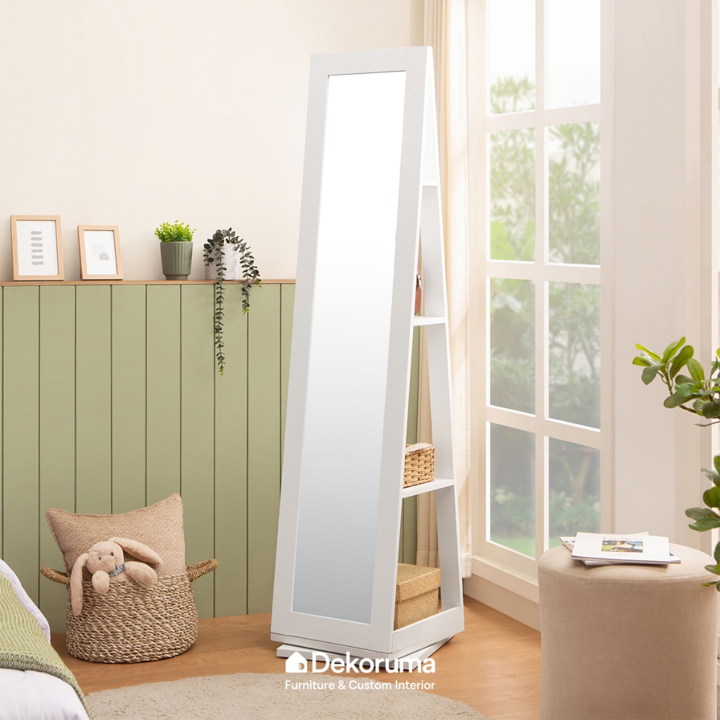 Dekoruma KAGAMI Standing Mirror with Storage / Cermin dengan Rak Susun / Kaca Standing dengan Rak- W