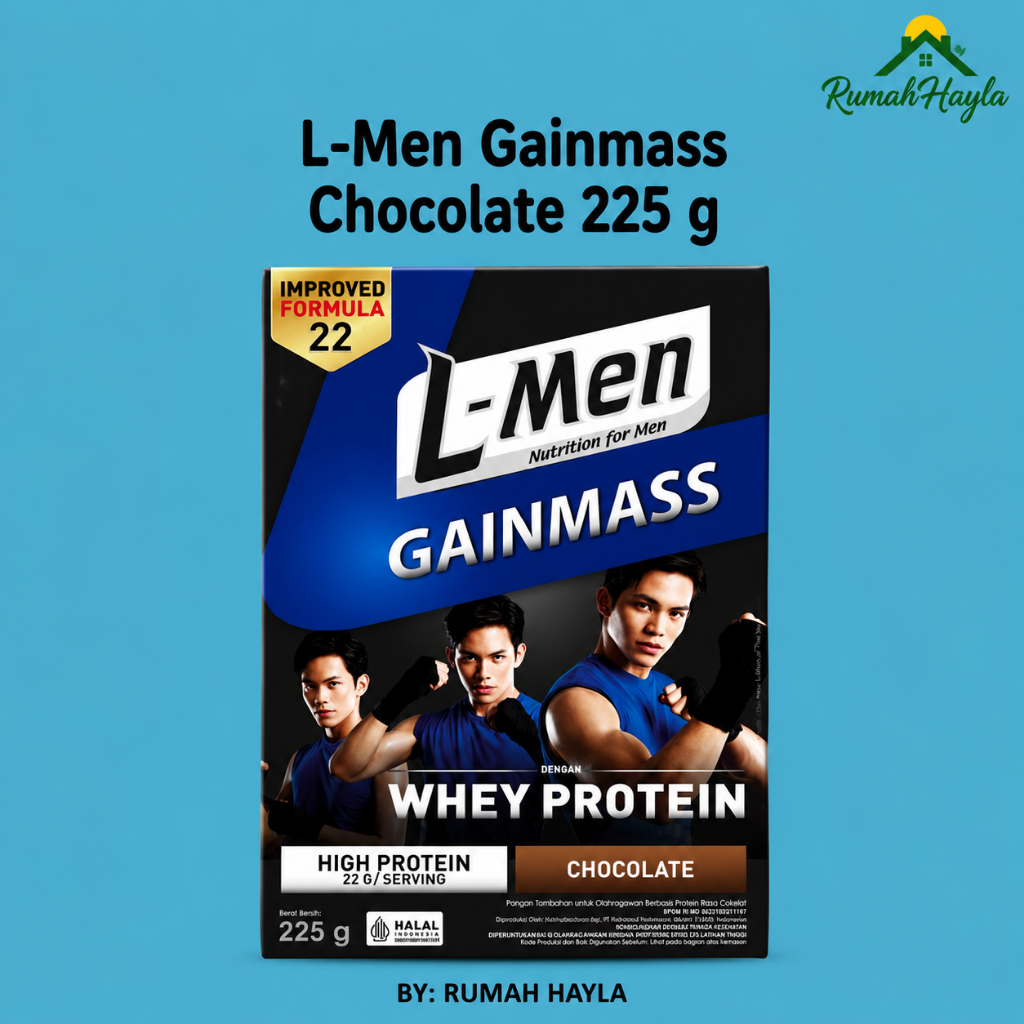 L Men Gain Mass Chocolate 225 g Susu Penambah Massa Otot Weight Gainer Rasa Cokelat