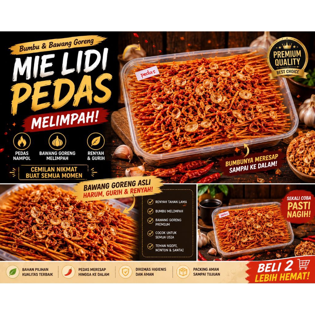 MIE Lidi gepeng kecil bumbu basah dan kering