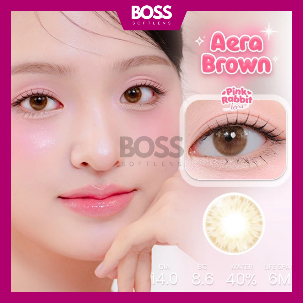 SOFTLENS PINKRABIT AERA BROWN 14 MM BY PINK RABBIT FREE LENSCASE (1PCS / 1 MATA) / SOFTLENS PREMIUM 
