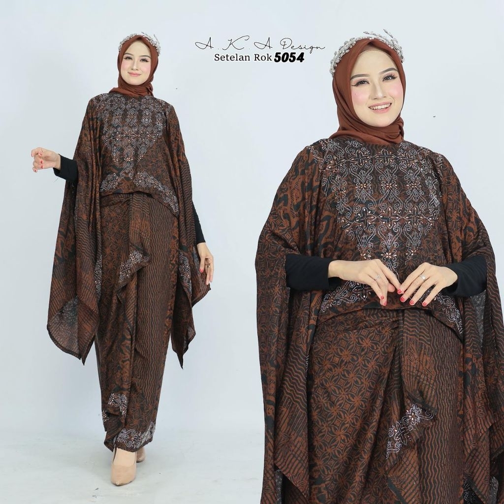 setelan rok batik viscost model kalong motif terbaru by aka design