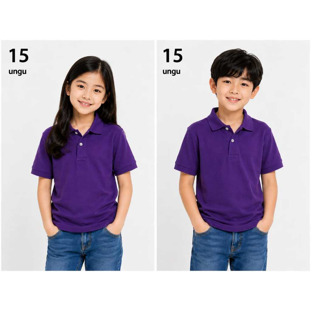 Kaos kerah Anak FO polos WARNA UNGU TUA  / kaos polo anak / poloshirt anak / Kaos polo katun Premium