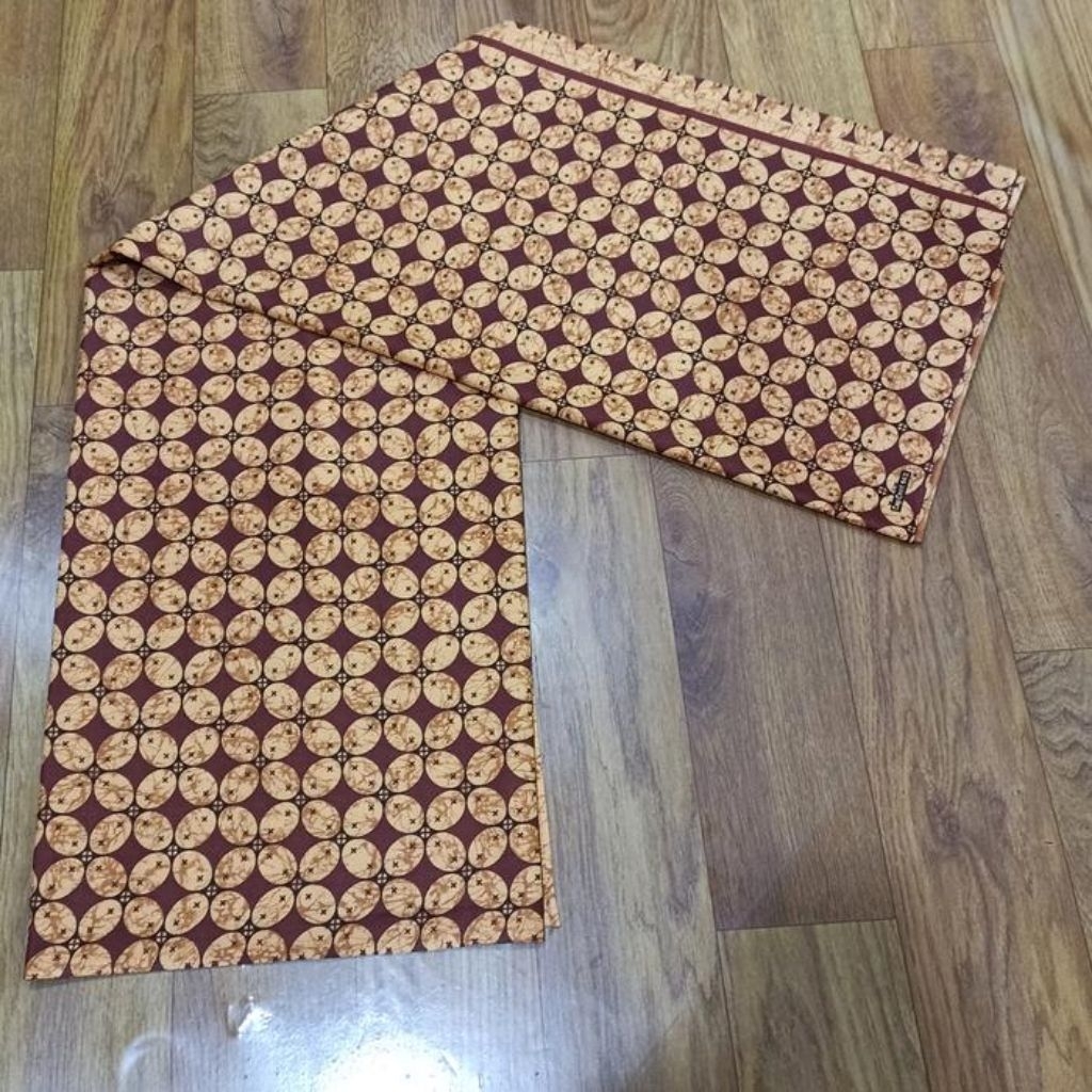 Kain Batik Bahan Katun Jarik Panjang Meteran Motif Kawung Coklat Jogja Solo Jakarta