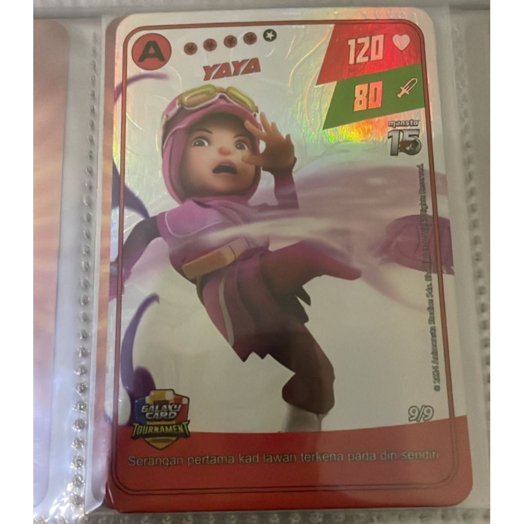 Kartu Boboiboy Monsta Galaxy Card Pek Tournament Malaysia Yaya 9/9 2024-2025