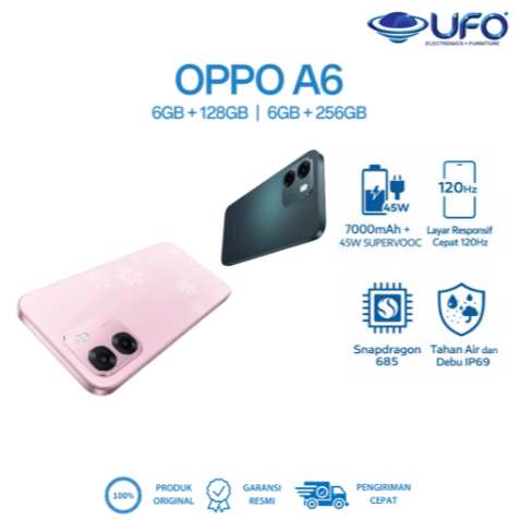 OPPO A6 RAM 6/128 | RAM 6/256  Baterai 7000mAh, Snapdragon 685, Garansi Resmi