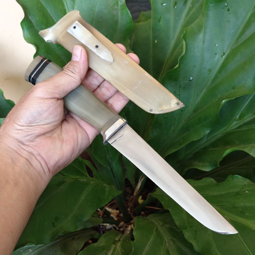 K110 Premium Handmade Full Tanduk Bule  Kitchen knife. Pisau dapur 14.5cm dengan material  Bohler K1